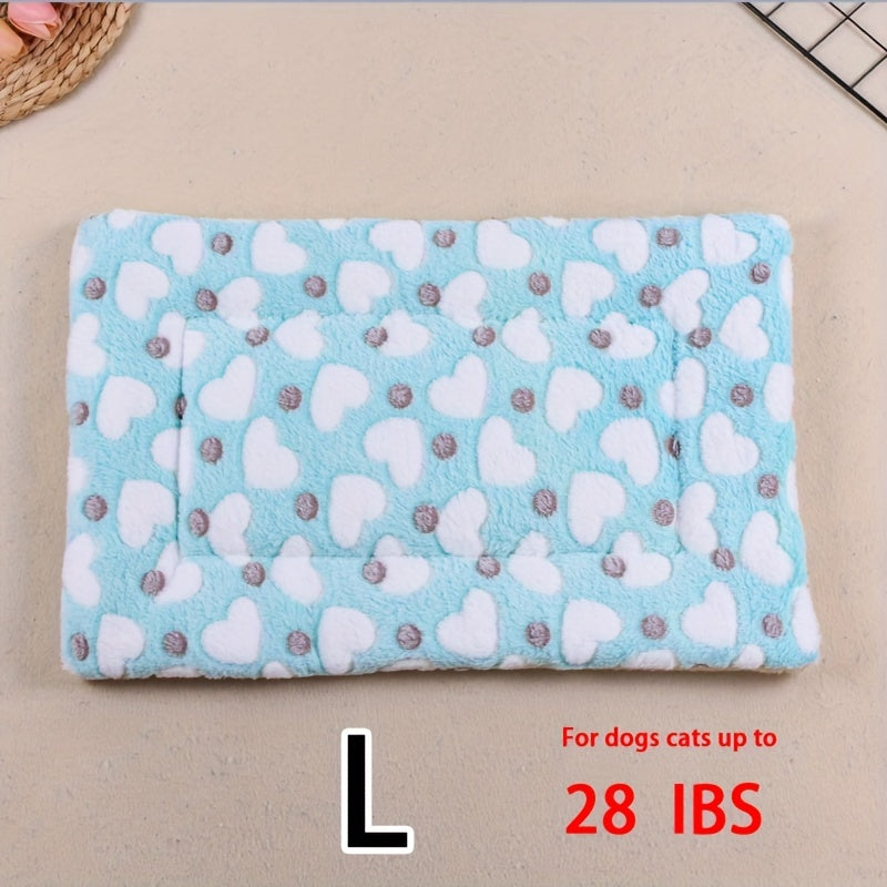 Manta rectangular para mascotas, resistente a la suciedad y para todas las estaciones - Cómoda cama con estampado de pata de perro y corazón (1 unidad)