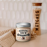 Morning Brew Rich Coffee & Vanilla Scented Candle, Hand-Poured Soy Wax, Single-Wick, Resin Jar with Glitter Embellishment, for Home Aromatherapy, Stress Relief, Decorative Gift for Holidays - Christmas, Easter, Thanksgiving,