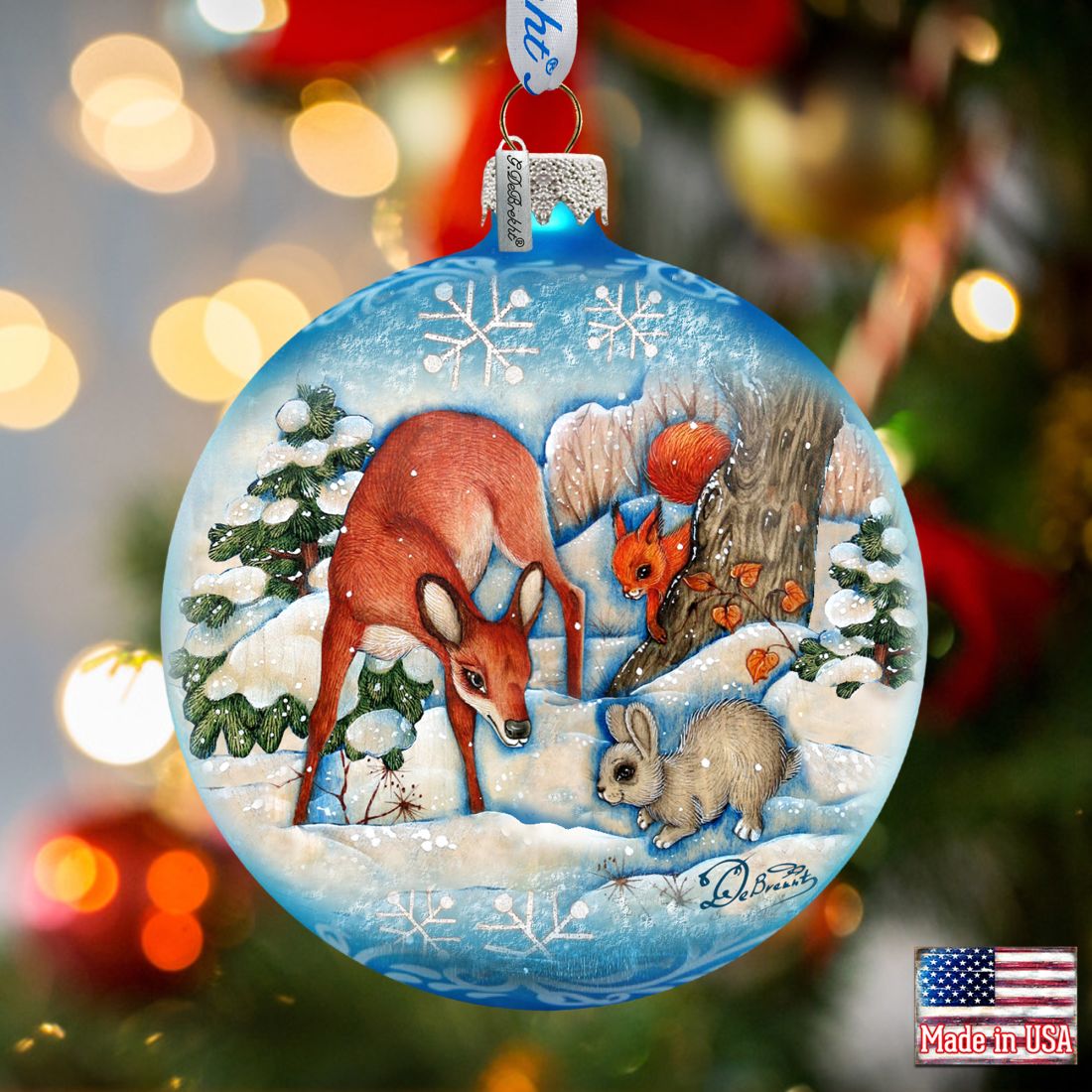 Forest Fends Ball Glass Ornament by G. DeBrekht - Wildlife Holiday Decor - 73412