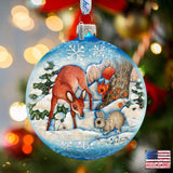 Forest Fends Ball Glass Ornament by G. DeBrekht - Wildlife Holiday Decor - 73412