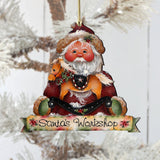 Adornos de madera del Taller de Santa Claus de Jamie Mills-Price, decoración navideña de muñeco de nieve de Santa Claus - 8611068-2-MP