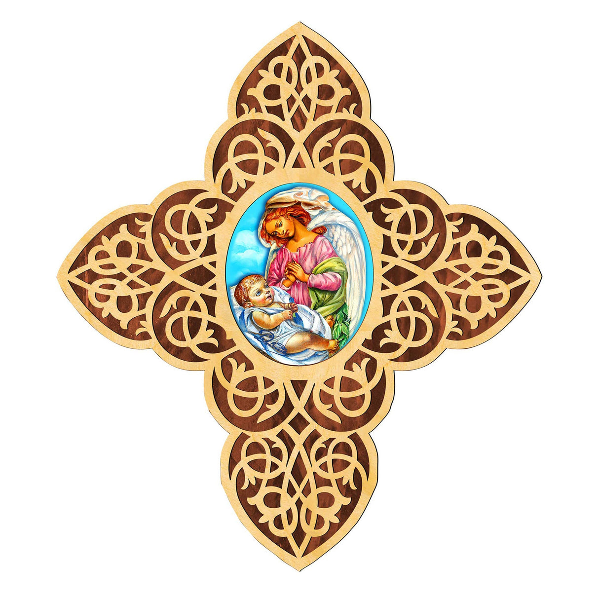 Blessing Angel Filigree Wooden Cross by Museum Icons - Inspirational Icon Decor - 88428