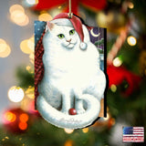 Marshmallow Santa Cat Wooden Ornaments Pets by Laura Seeley - Pets Dog and Cats Decor - 8512058-LS