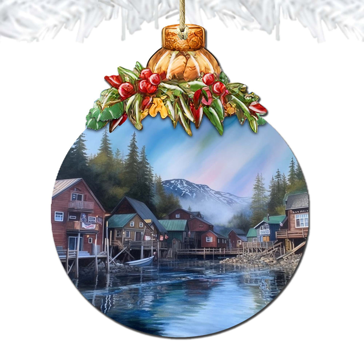 Arctic Mountain Homes Wooden Ornaments by G.Debrekht - Wildlife Holiday Decor - 870014