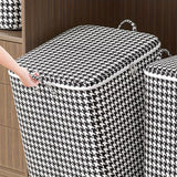 2pcs/5pcs Extra Large Capacity Stylish Houndstooth Storage Boxes - Durable, Space-Saving Closet Organizers with Handles for Easy Clothes, Blanket Storage and Organization at Home and Office