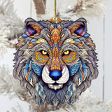 Ornamental Wolf Face Wooden Ornaments by G.Debrekht - Wildlife Holiday Decor - 8710125-2