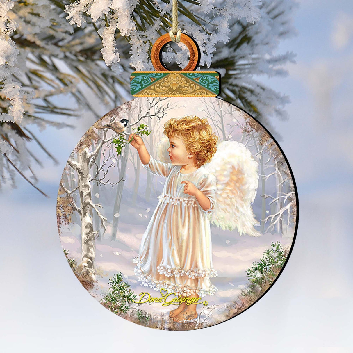 Adornos de madera de pájaro ángel del bosque de Gelsinger - Decoración navideña para la Natividad - 8021117-1427