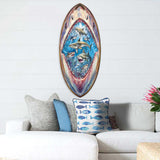 Tabla de surf costera con diseño de tiburón, arte mural artesanal, decoración oceánica de G. DeBrekht - Decoración costera navideña - 8490138HS