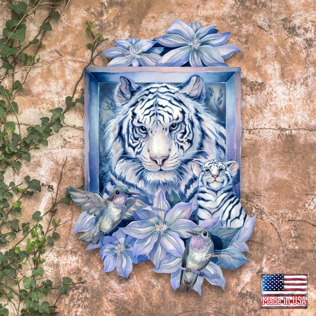 Decoración de puerta con un tigre en el jardín de J. Bergsma - Decoración de vida silvestre - 8591580W-JB