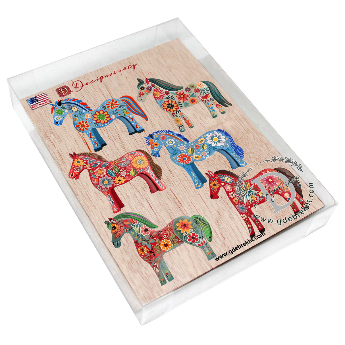 Danish Horses Decorative Wooden Magnets Set of 6 by G. Debrekht - Love Family Decor - 8090075G-S6