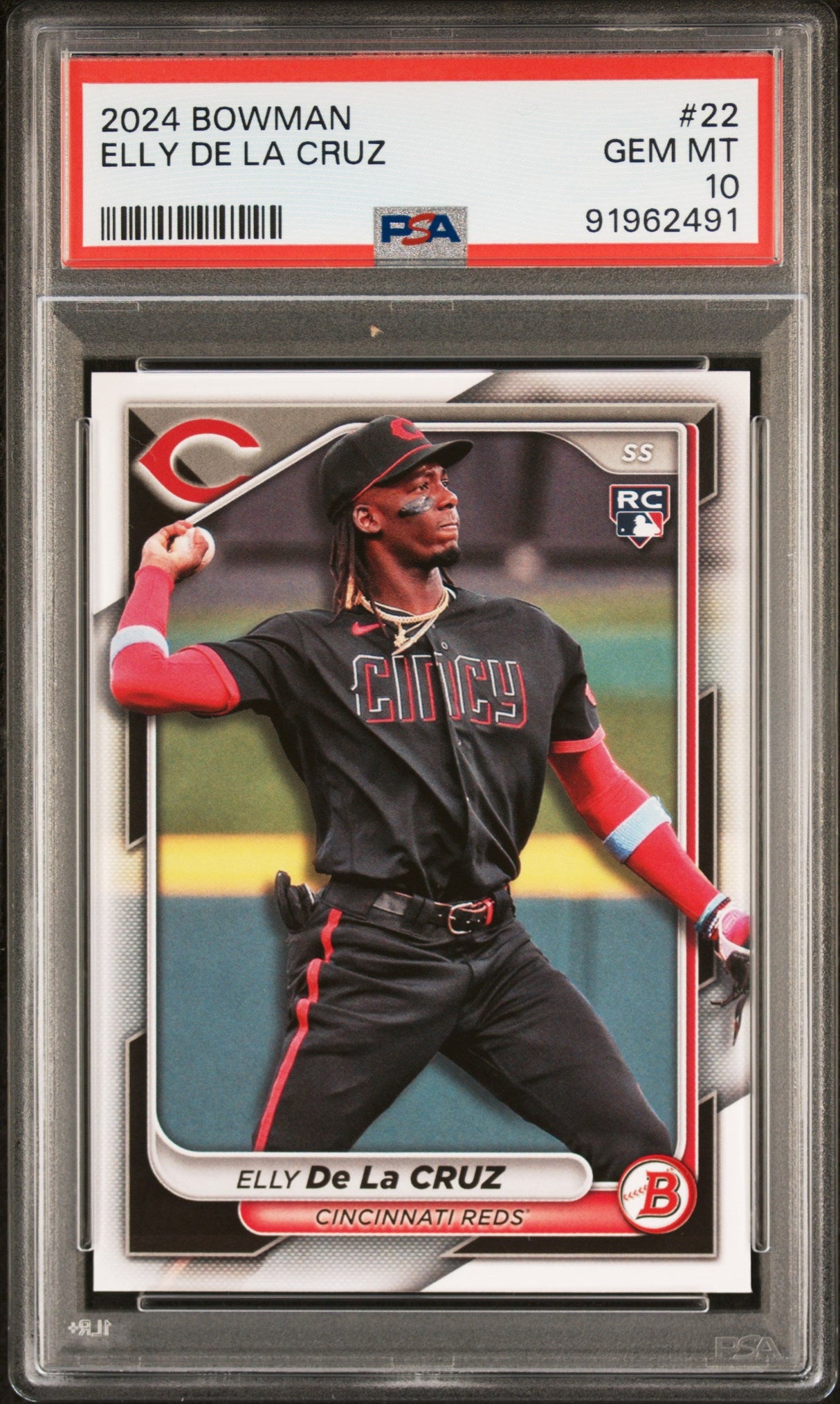 Tarjeta de béisbol Topps Bowman Elly De La Cruz #22 Rookie RC 2024, calificada, PSA 10 Gem Mint