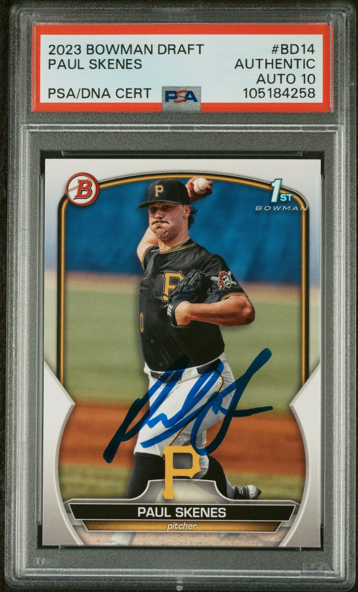 Tarjeta de béisbol de novato Paul Skenes #BD14 del Draft Topps Bowman 2023, calificada, PSA 10, Gem Mint