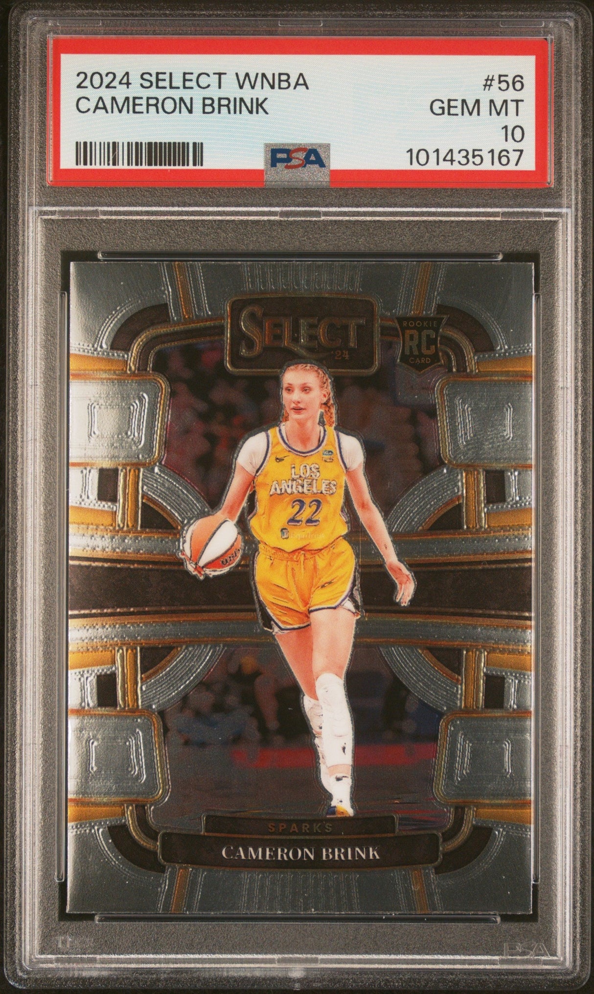 Tarjeta de baloncesto RC Cameron Brink #56 Rookie de la WNBA Panini Select 2024, PSA 10 Gem Mint