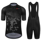 GCRFL Mens Cycling Jersey Set Road Bike Shorts Sleeves Jersey Zipper Pokcet Bib Shorts with Padded Cycling Clothing kit Men (Black 1 XL) - Lootquake