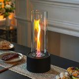 Cylindrical Bioethanol Vented-Free Fireplace – Tabletop Clean-Burning Design with Tempered Glass & Fire Snuffer-2