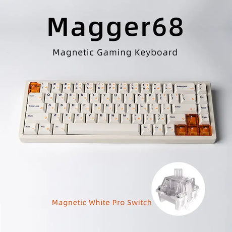 Magnetic White Porcelain Jade 68 Key Aluminum Tuo Keyboard - Lootquake