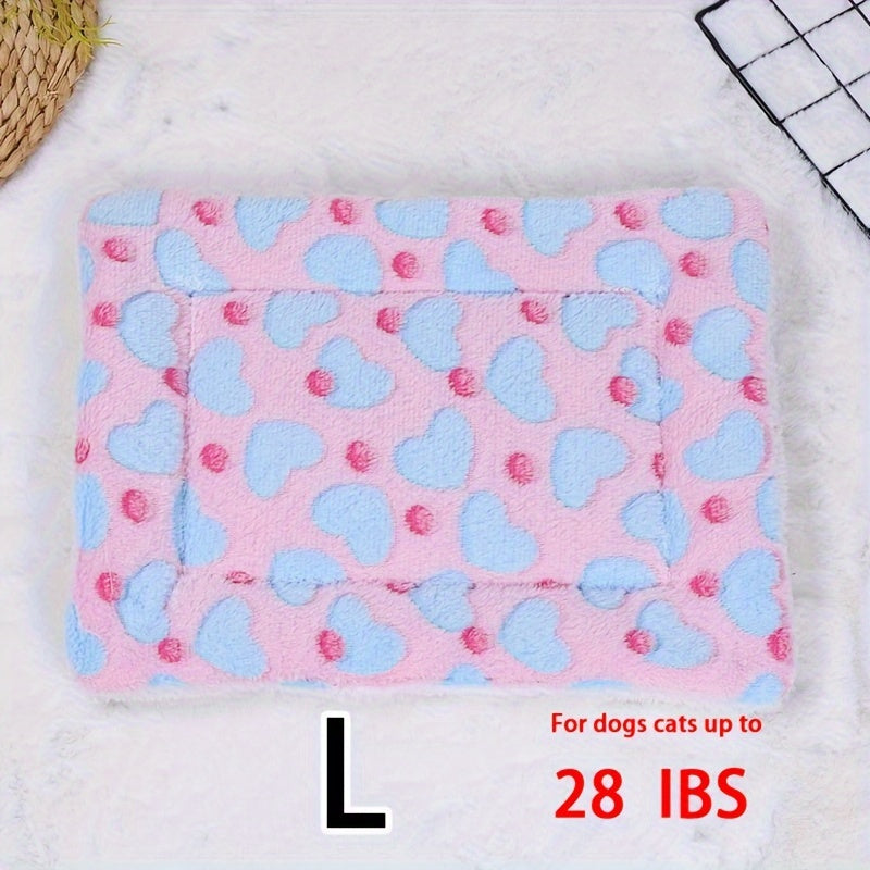 Manta rectangular para mascotas, resistente a la suciedad y para todas las estaciones - Cómoda cama con estampado de pata de perro y corazón (1 unidad)