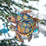 Coastal Decorations - Turtles Wooden Ornaments by G.Debrekht Coastal Holiday Decor - 8688192