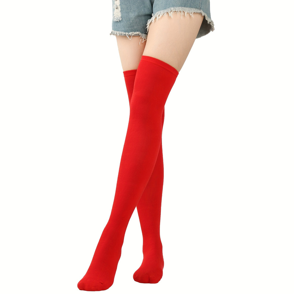 Calcetines hasta la rodilla con rayas vibrantes: calcetines hasta la pantorrilla para mujer, ideales para festivales de música, fiestas de cosplay y cualquier estilo. Medias suaves, elásticas y cómodas para usar todo el día.
