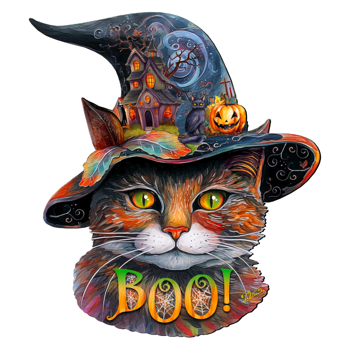 Halloween Cat in a Hat Holiday Door Decor by G. DeBrekht - Halloween Decor - 8652792H