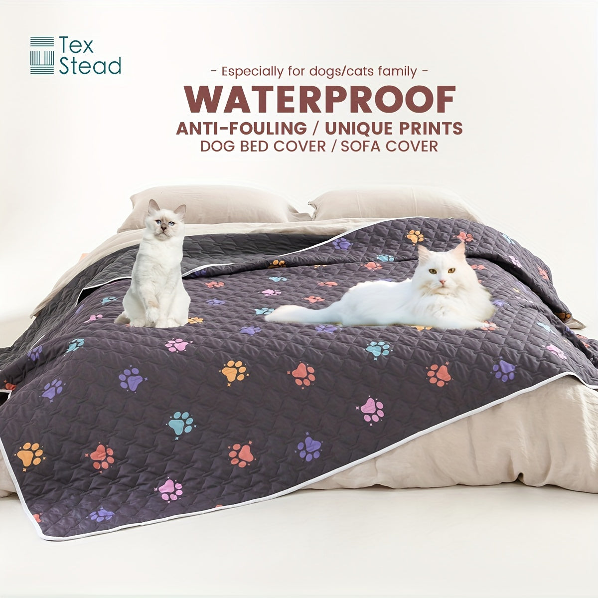 Ultimate Reversible Dog Bed Cover - Waterproof, Washable, Reusable Camping Mat with Geometric Embroidery Blanket, Rainbow Dog Paw Design, Easy to Clean and Durable for Indoor and Outdoor Use