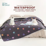 Ultimate Reversible Dog Bed Cover - Waterproof, Washable, Reusable Camping Mat with Geometric Embroidery Blanket, Rainbow Dog Paw Design, Easy to Clean and Durable for Indoor and Outdoor Use