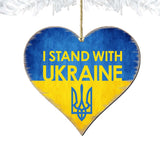 Adornos de madera con la bandera de Ucrania y el tridente - Decoración internacional - 8187123