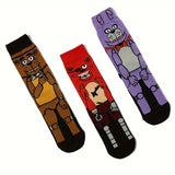 1/3 paire de chaussettes tendance pour homme, motifs animés, motifs accrocheurs pour toutes les saisons, chaussettes mi-mollet respirantes et confortables, style décontracté unisexe, résistantes et évacuant l'humidité.