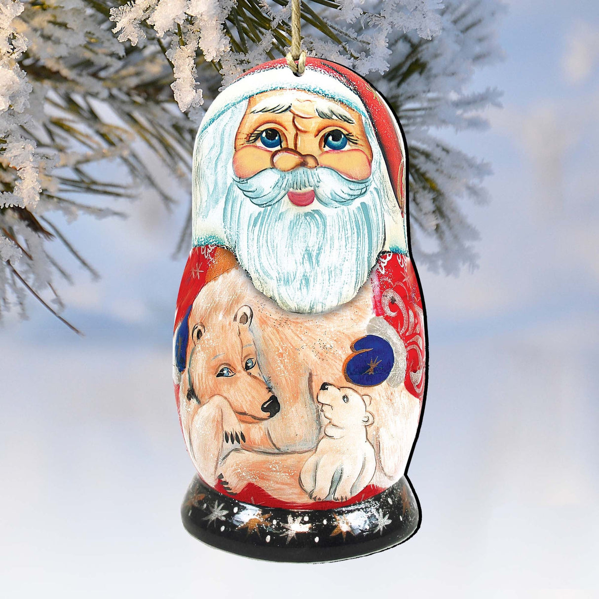 Adornos de madera Matreshka de Papá Noel con forma de oso polar de G. DeBrekht - Decoración navideña de Papá Noel y muñeco de nieve - 8110718
