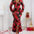 Ladies' V-neck Floral Print Fashionable Hip Hugging Dress - Lootquake