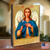 Icono religioso cristiano sagrado de madera chapado en oro - Decoración inspiradora - 85040