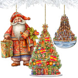 Papá Noel de todo el mundo - Papá Noel de inspiración española - Juego de 3 adornos de madera de G. DeBrekht - Decoración navideña de Papá Noel y muñeco de nieve - 8091305S3