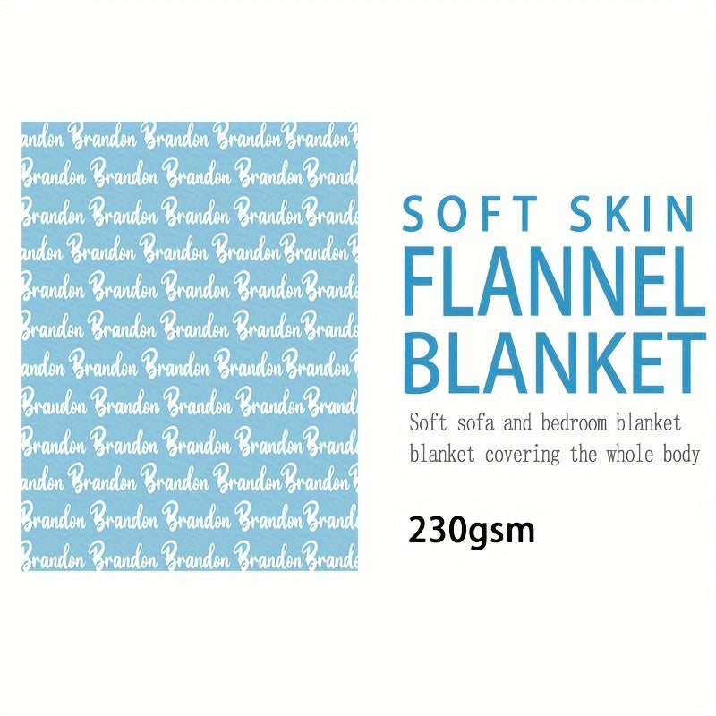 1pc Personalized Soft Flannel Blanket with Custom Name - Cozy Sofa Blanket for Son or Daughter, Unique Gift Idea with TV Blanket Function, Plush and Warm for Chilly Nights