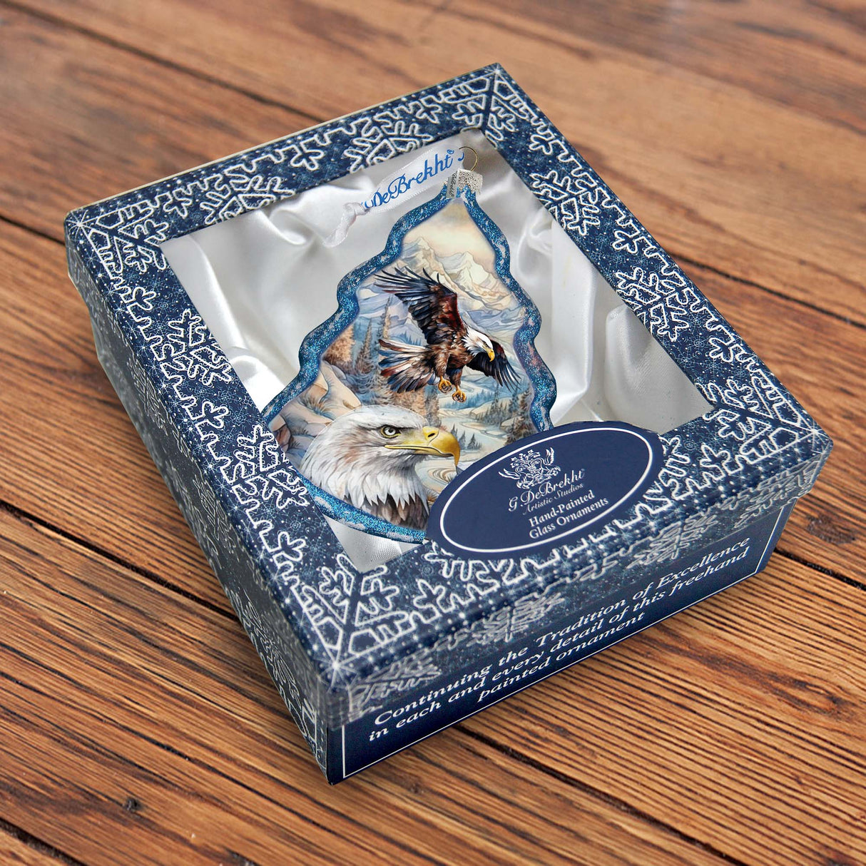 La Tierra de la Libertad - Adorno de vidrio para árbol de Navidad American Eagle de G. Debrekht - Decoración navideña - 762-031