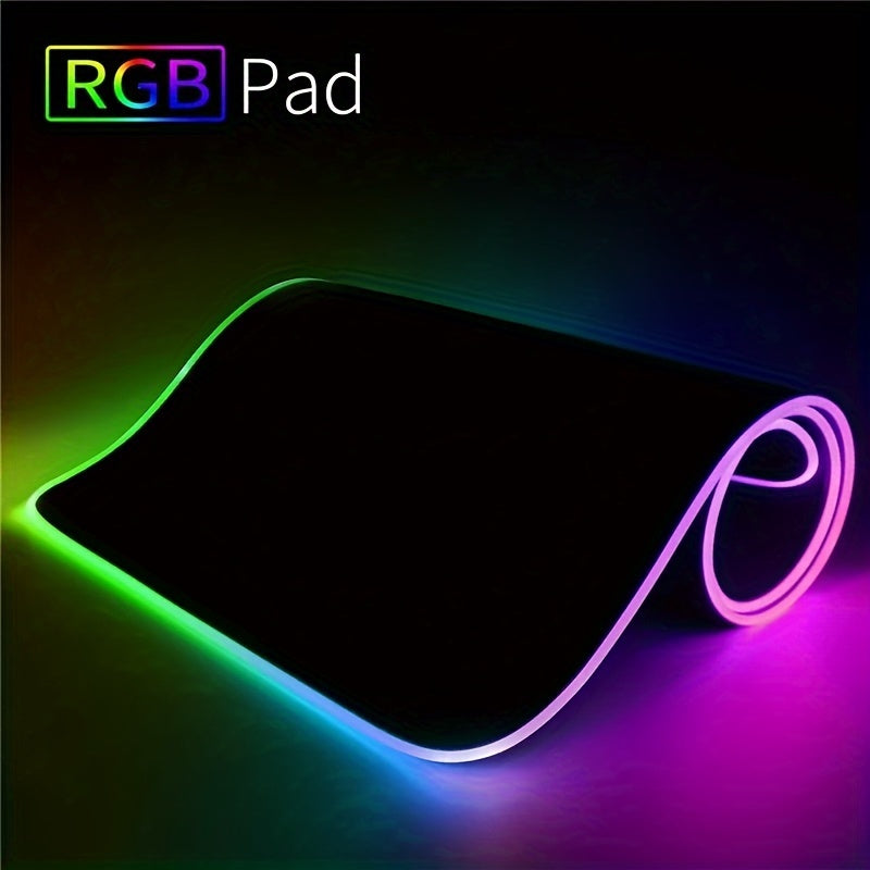 Alfombrilla de ratón RGB para juegos con control táctil, 15 modos de iluminación, alfombrilla de teclado extendida con base de goma antideslizante - 80 x 30 cm