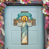 Jesus Cross - Door Decor - Christen Door Sign - by G. DeBrekht - House Blessing - Bless this Home Cross - Housewarming Gift 8191166H