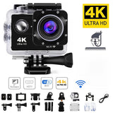 Cámara de acción 4K 30FPS de 12 MP - Cámara deportiva Full HD con conexión wifi - Cámara HD para ciclismo, buceo y exteriores con tarjeta de 32 GB