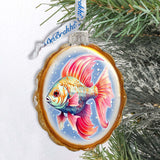 Coastal Decorations - Red Fins Fish Keepsake Glass Ornaments by G. Debrekht - Christmas Decor - 777408