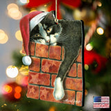 Adornos de madera de Papá Noel con el gato Peeking Tom - Adorno para árbol de Laura Seeley - Decoración para perros y gatos - 8512062-LS