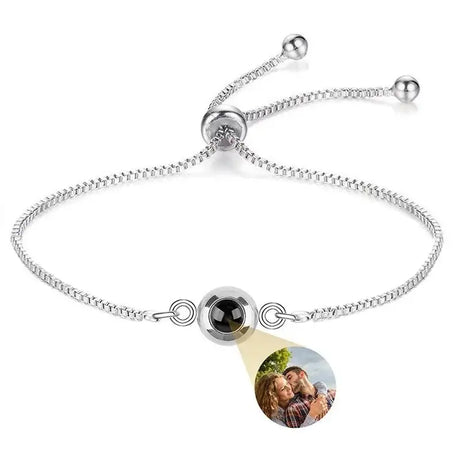 I Love You Nano Micro-carved Projection Stone Round S925 Silver Bracelet - Lootquake