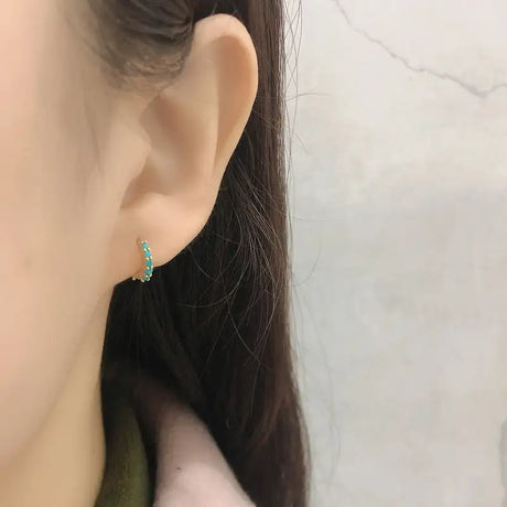 Circle-shaped Diamond Colorful Crystals Opal Zircon S925 Sterling Silver Earrings - Lootquake