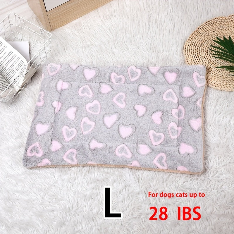 Manta rectangular para mascotas, resistente a la suciedad y para todas las estaciones - Cómoda cama con estampado de pata de perro y corazón (1 unidad)