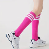 2 Pairs Striped Calf Socks, College Style Party Knee High Socks, Women's Stockings & Hosiery