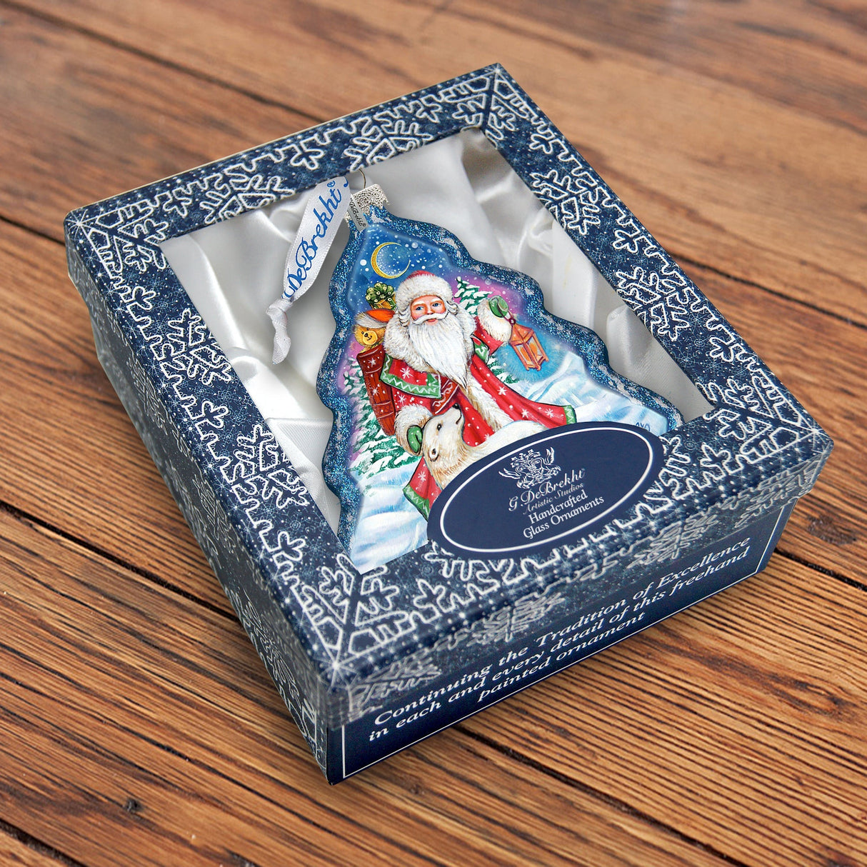 Frosted Story Glass Ornament by G. DeBrekht - Christmas Santa Snowman Decor - 762-028