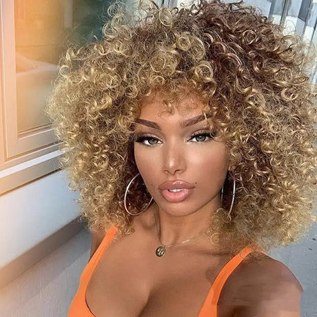 Short Curly Hair African Small Curly Ladies Afro Chemical Fiber Headgear - Lootquake