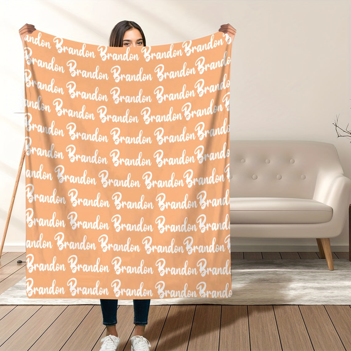 1pc Personalized Soft Flannel Blanket with Custom Name - Cozy Sofa Blanket for Son or Daughter, Unique Gift Idea with TV Blanket Function, Plush and Warm for Chilly Nights