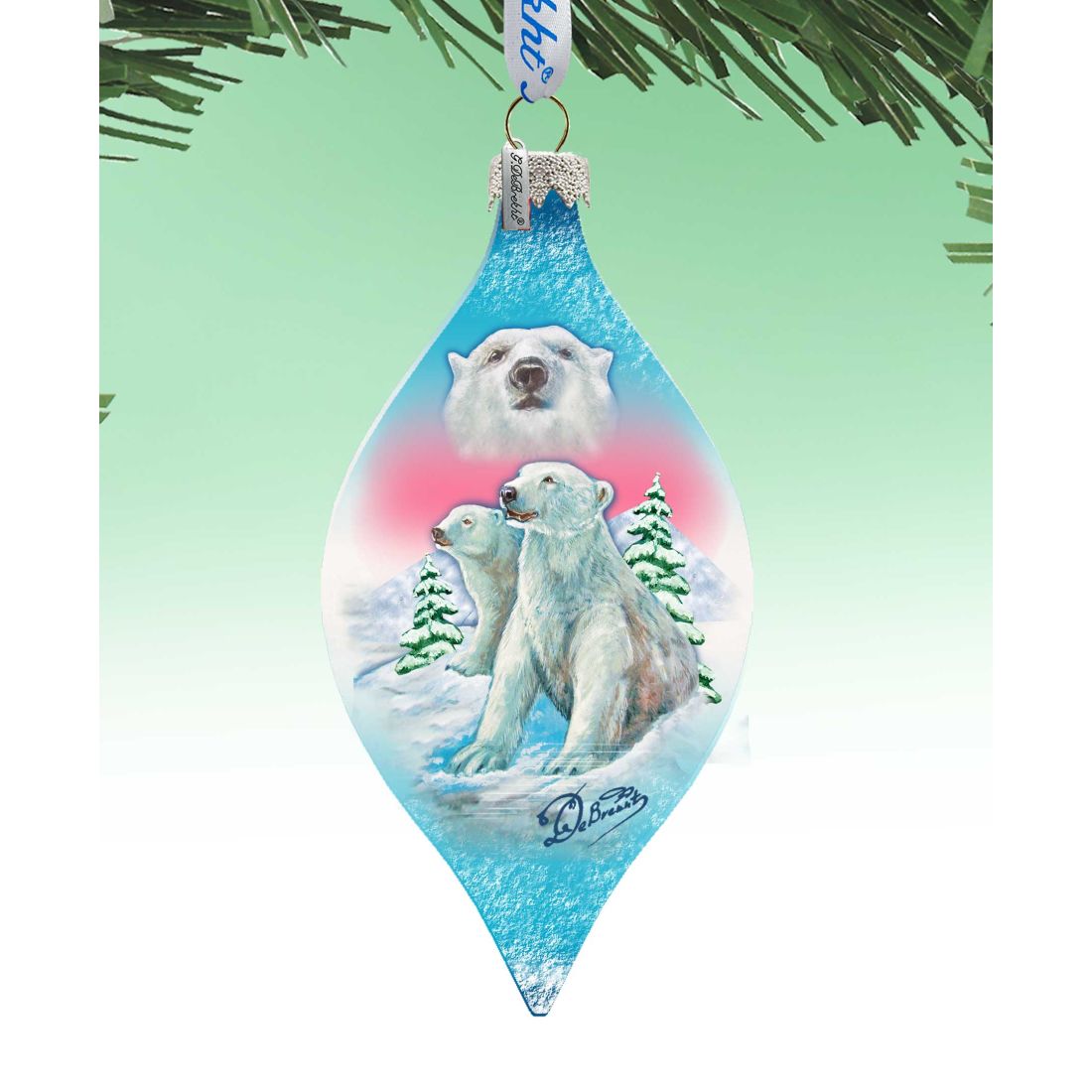 Polar Bear Drop Glass Ornament by G. DeBrekht - Wildlife Holiday Decor - 74178
