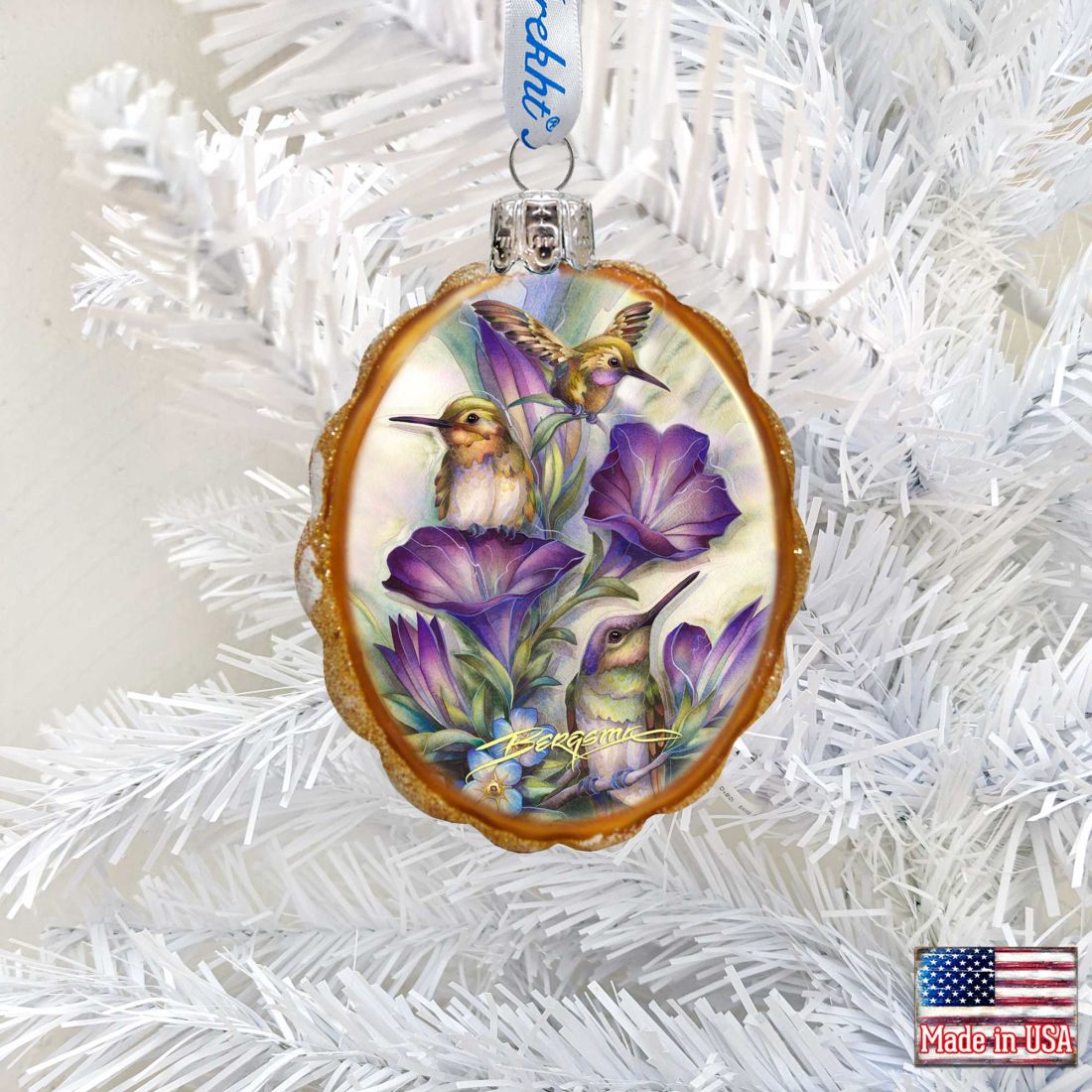 Everlasting Friendship Hummingbird Mercury Glass Ornament by J. Bergsma - Wildlife Holiday Decor - 7783936-JB