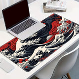 Grand tapis de souris de jeu Red Wave – Tapis de bureau en caoutchouc antidérapant avec bords cousus avec précision, lavable, forme rectangulaire oblongue pour l'eSport et le bureau