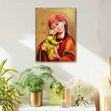 Icono sagrado ortodoxo religioso de madera de la Virgen María de Vladimir, bañado en oro - Decoración inspiradora - 85011